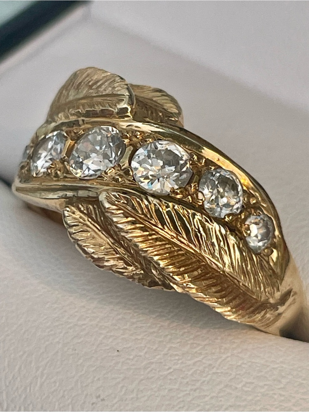 CUSTOM Vintage Solid 14k Yellow Gold .80 CT Mine Cut Genuine Diamond Ring OAK